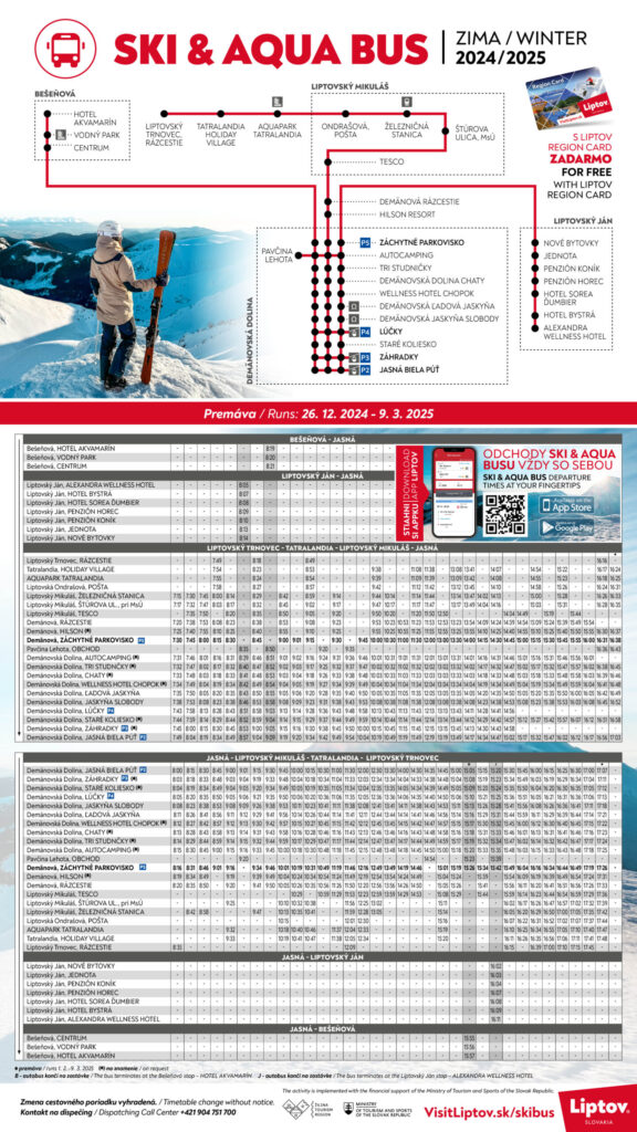 Skibus Jasná - cestovný poriadok